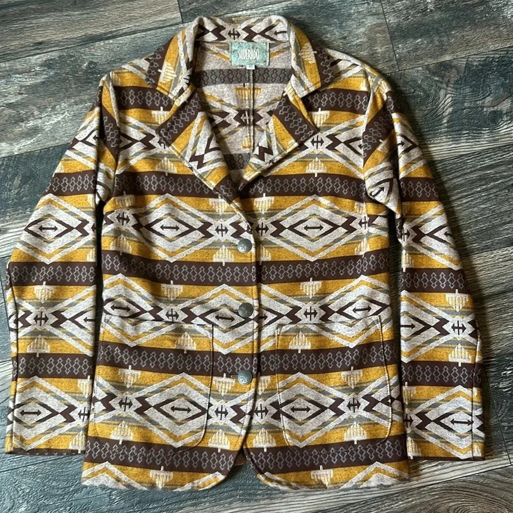 Aztec Print Three Button Blazer Silverado Western XS